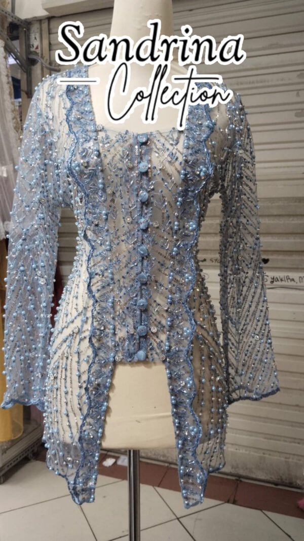 Kebaya Modern Bordir Payet Biru
